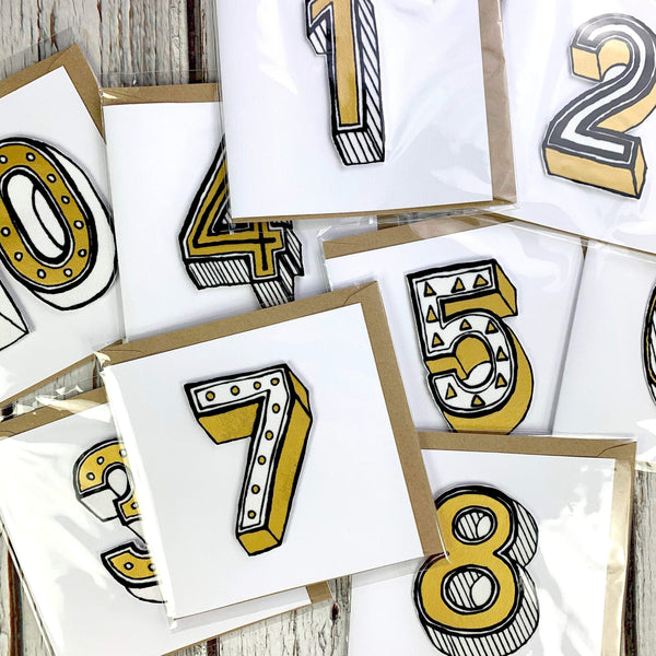 Handmade Birthday Card Numbers/Age 20-80 Birthday, Cards, Font Not Found, Font: Juniper Red 44ideas.co.uk
