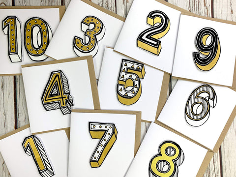 Personalised Birthday Card. Numbers/ Age 1-10 Birthday, Cards, Font Not Found, Font: Juniper Red 44ideas.co.uk