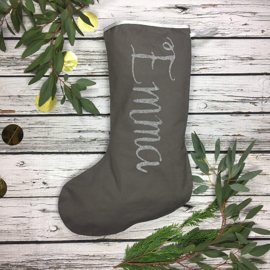 Grey Personalised Christmas Sack - The Monroe Christmas, Christmas: Sacks, Font Not Found, Font: The Monroe 44ideas.co.uk