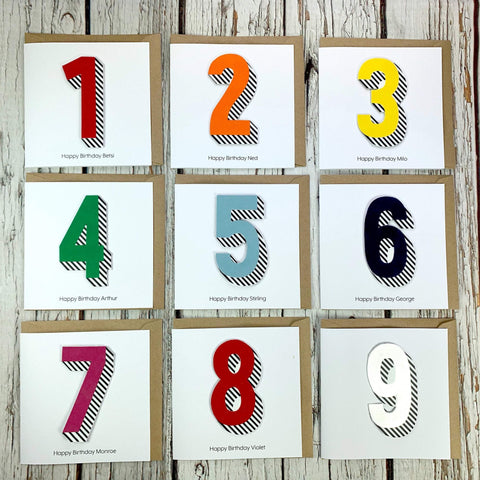 Birthday Card Numbers/Age 1-9 - Bradford Buzz Anniversary, Birthday, Cards 44ideas.co.uk