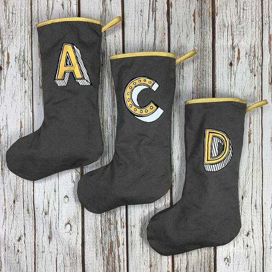 Christmas Personalised Grey Stocking - Juniper Red  44ideas.co.uk