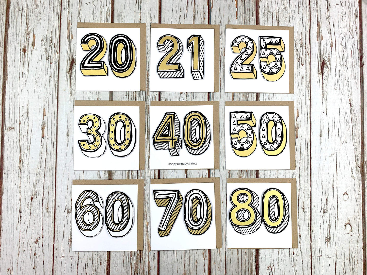 Handmade Birthday Card Numbers/Age 20-80 Birthday, Cards, Font Not Found, Font: Juniper Red 44ideas.co.uk