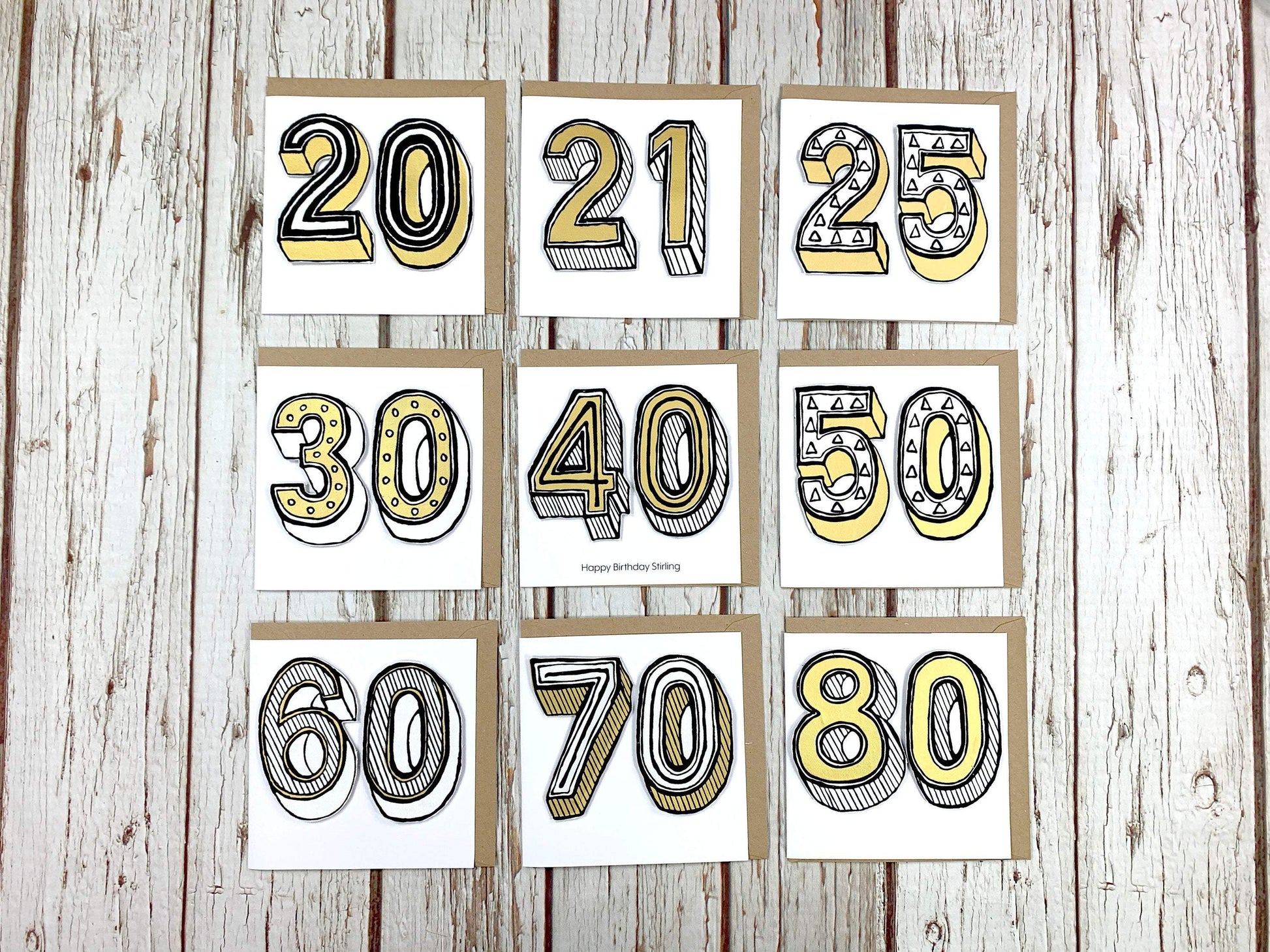 Handmade Birthday Card Numbers/Age 20-80 Birthday, Cards, Font Not Found, Font: Juniper Red 44ideas.co.uk