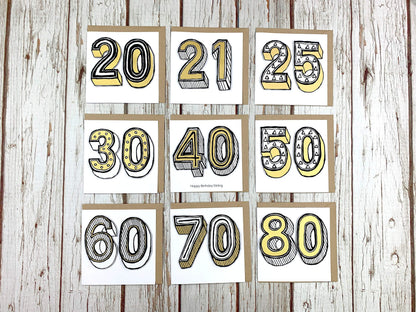 Handmade Birthday Card Numbers/Age 20-80 Birthday, Cards, Font Not Found, Font: Juniper Red 44ideas.co.uk