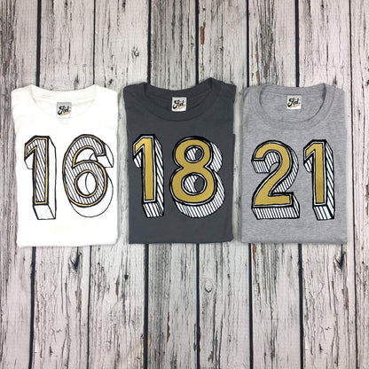 Birthdays 15, 16, 17, 18, 19, 20, 21 Male/Female T-Shirt - Juniper Red Font Not Found, Font: Juniper Red, Men's Clothes, T-Shirt: Numbers, T-Shirts, Teen Clothes, Womens Clothes 44ideas.co.uk