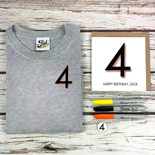 Children's Birthday Number T-shirt - Branson Font Not Found, Font: Branson, Kid's Clothes, T-Shirt: Numbers, T-Shirts 44ideas.co.uk