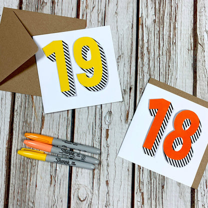 Handmade Birthday Card Numbers/Age 10-19 - Bradford Buzz Anniversary, Birthday, Cards 44ideas.co.uk