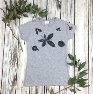 Leaf handprinted T-Shirt- ladies/kids Kid's Clothes, Lucy Teacup, T-Shirts, Womens Clothes 44ideas.co.uk