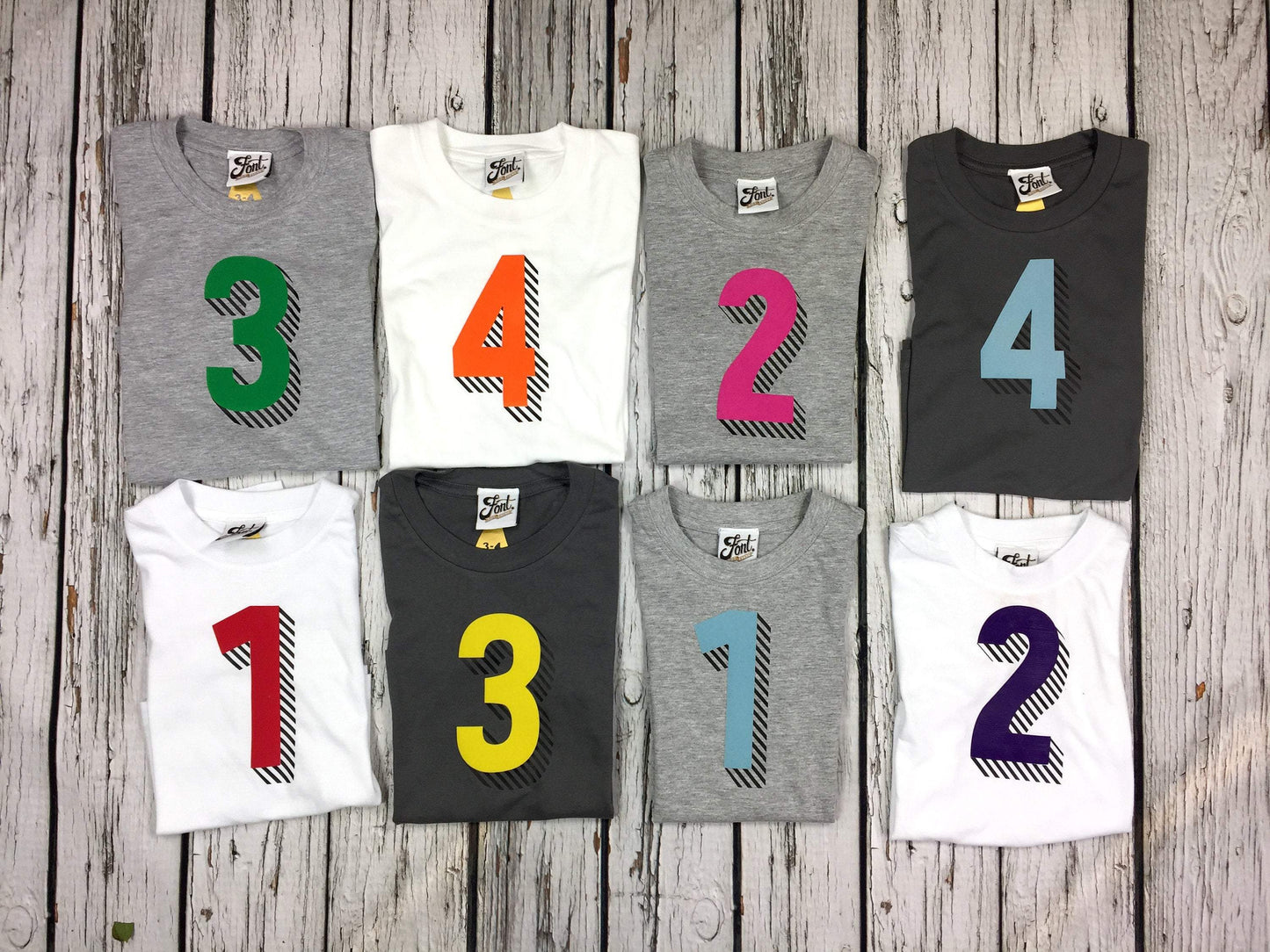 Kids' Number T-Shirts -  Bradford Buzz Font Not Found, Font: Bradford Buzz, Kid's Clothes, T-Shirt: Numbers, T-Shirts 44ideas.co.uk