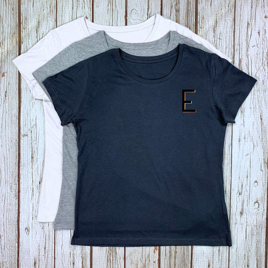 Women's Organic Letter T-Shirt - Branson Font Not Found, Font: Branson, T-Shirts, T-Shirts: Letters, Womens Clothes 44ideas.co.uk