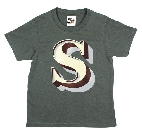 Children's Alphabet T-Shirt - Stirling Shadow Font Not Found, Font: Stirling Shadow, Kid's Clothes, T-Shirts, T-Shirts: Letters 44ideas.co.uk