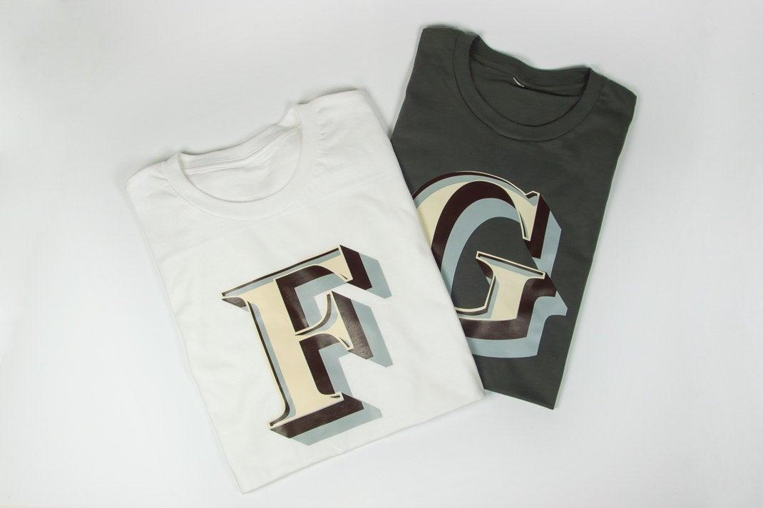 Men's Monogram T-Shirt - Stirling Shadow Font Not Found, Font: Stirling Shadow, Men's Clothes, T-Shirts, T-Shirts: Letters 44ideas.co.uk