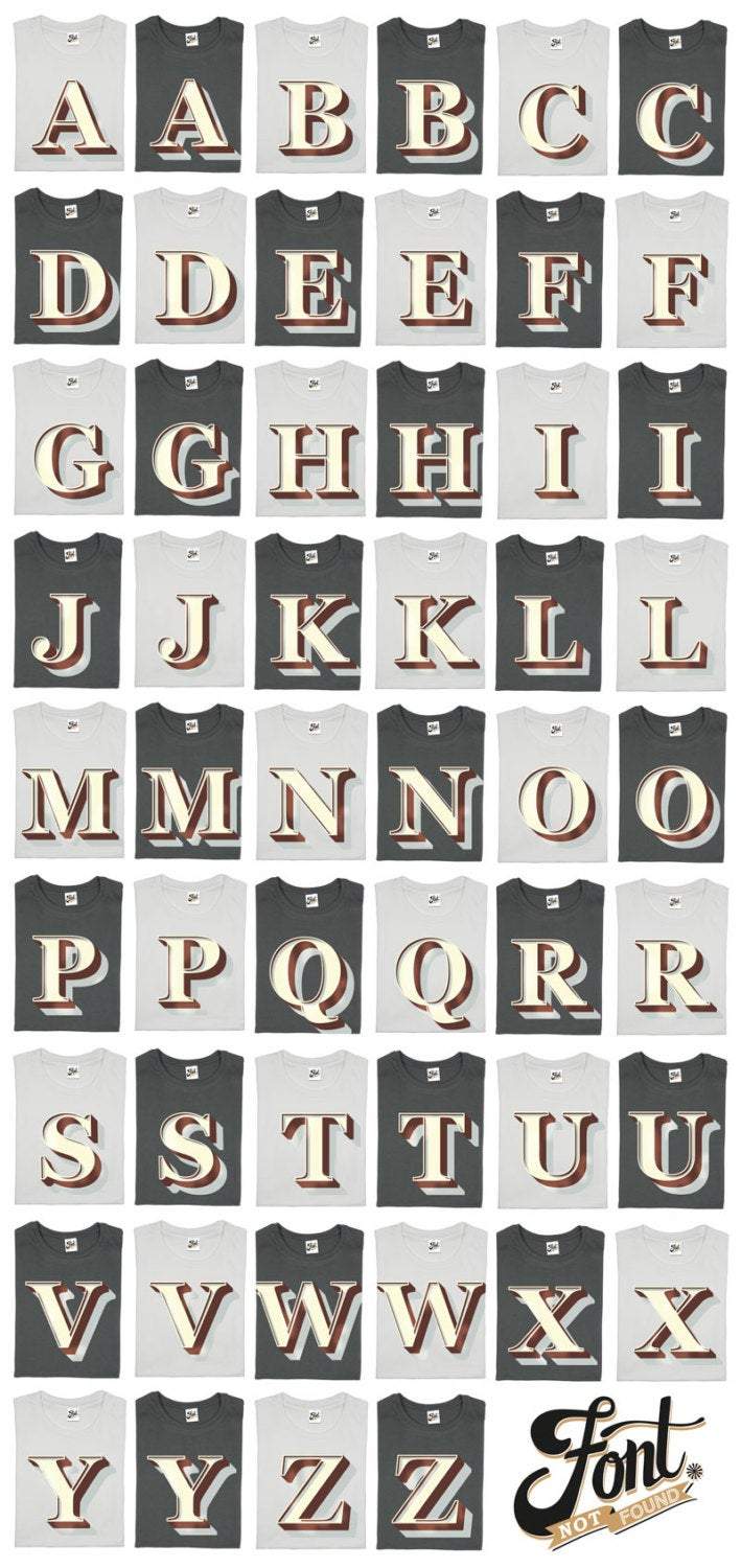 Ladies' Letter T-Shirt - Stirling Shadow Font Not Found, Font: Stirling Shadow, T-Shirts, T-Shirts: Letters, Womens Clothes 44ideas.co.uk