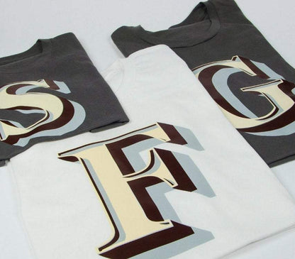 Ladies' Letter T-Shirt - Stirling Shadow Font Not Found, Font: Stirling Shadow, T-Shirts, T-Shirts: Letters, Womens Clothes 44ideas.co.uk