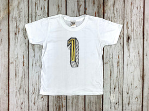 Number 1 Kids' T-shirt - Juniper Red Font Not Found, Font: Juniper Red, Kid's Clothes, New Baby, T-Shirt: Numbers, T-Shirts 44ideas.co.uk