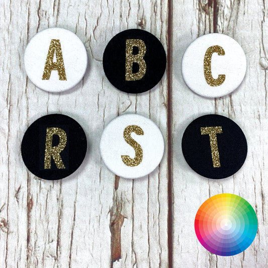 Fabric Glitter Letter Badges – Personalised A–Z Pin Badges