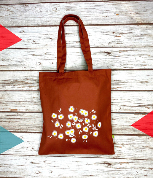 Organic Daisy Tote Bag Accessories, Bags, Lucy Teacup 44ideas.co.uk